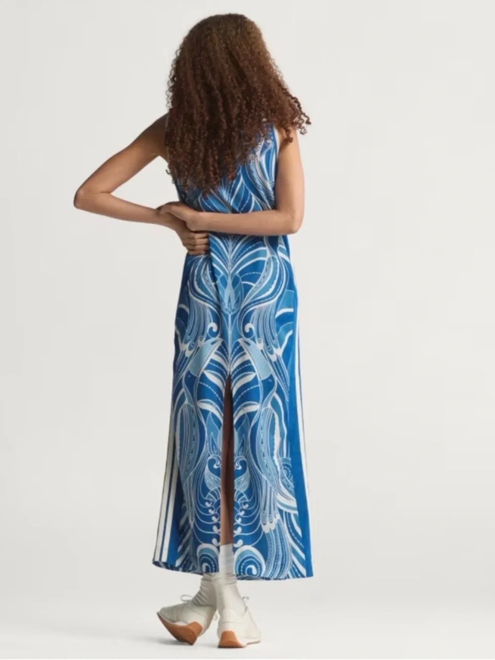 adidas x Farm Rio Floral Blue Printed Sleeveless Maxi Dress Toucans NWT Sz XL - Picture 3 of 13